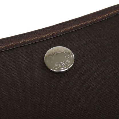 Hermes Garden Brown Toile Officier Tote Bag (Pre-Owned)