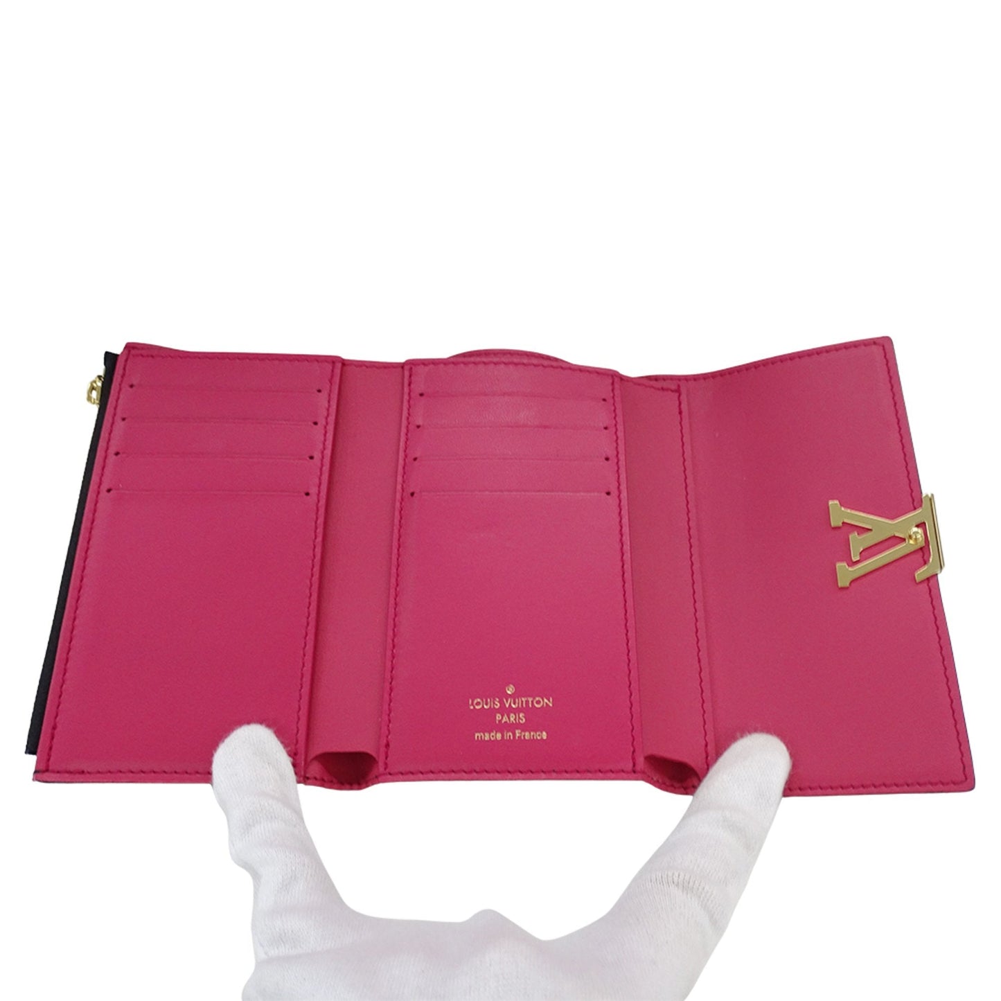 Louis Vuitton Hot Pink Noir Leather Wallet (Tri-Fold) (Pre-Owned)