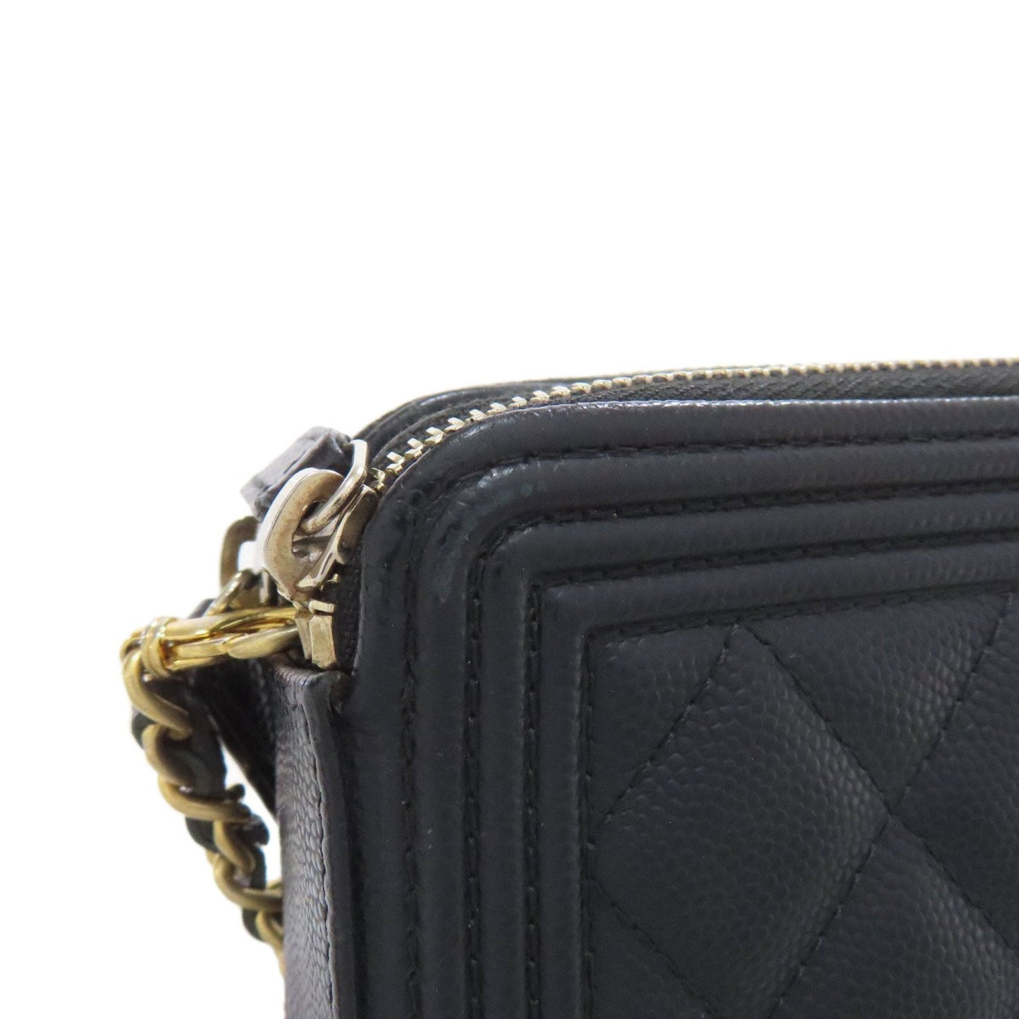 Chanel Matelasse Black Leather Chain/Shoulder Wallet (Pre-Owned)