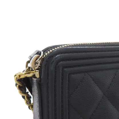 Chanel Matelasse Black Leather Chain/Shoulder Wallet (Pre-Owned)