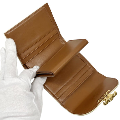 Celine Brown White Leather Wallet (Tri-Fold) (Pre-Owned)