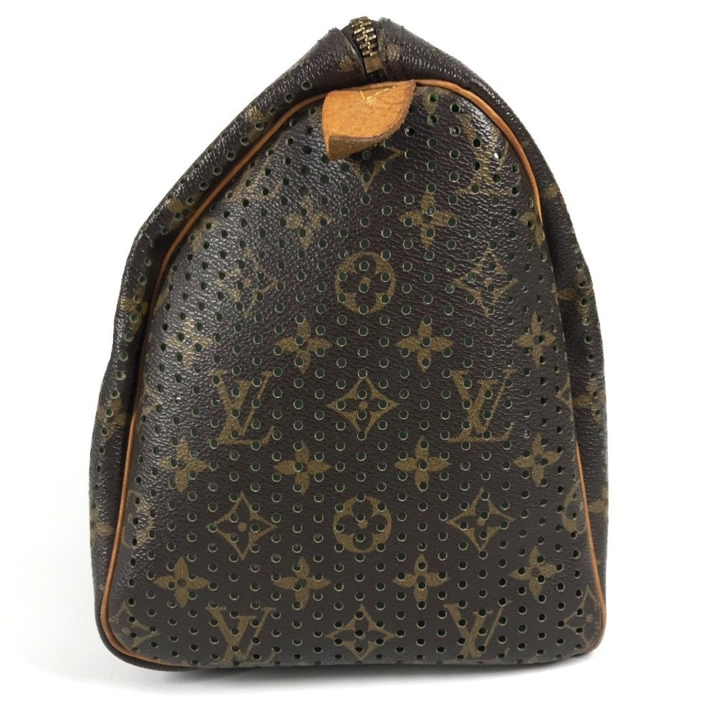 Louis Vuitton Brown Green Monogram Monogram Perforated Boston Bag Handbag Tote Bag (Pre-Owned)