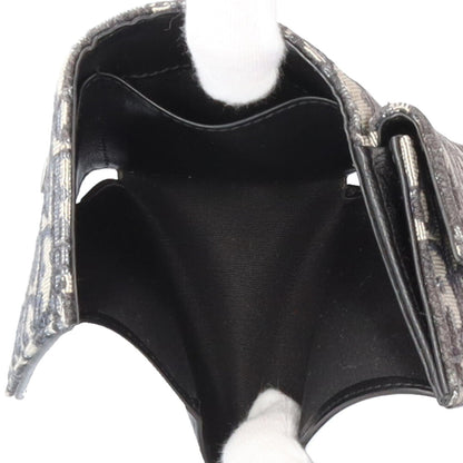 Christian Dior Beige Navy Canvas Leather Wallet (Tri-Fold) (Pre-Owned)