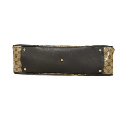 Gucci Beige Brown Gg Crystal Canvas Vinyl Coated Canvas Shoulder Bag Tote Bag (Pre-Owned)