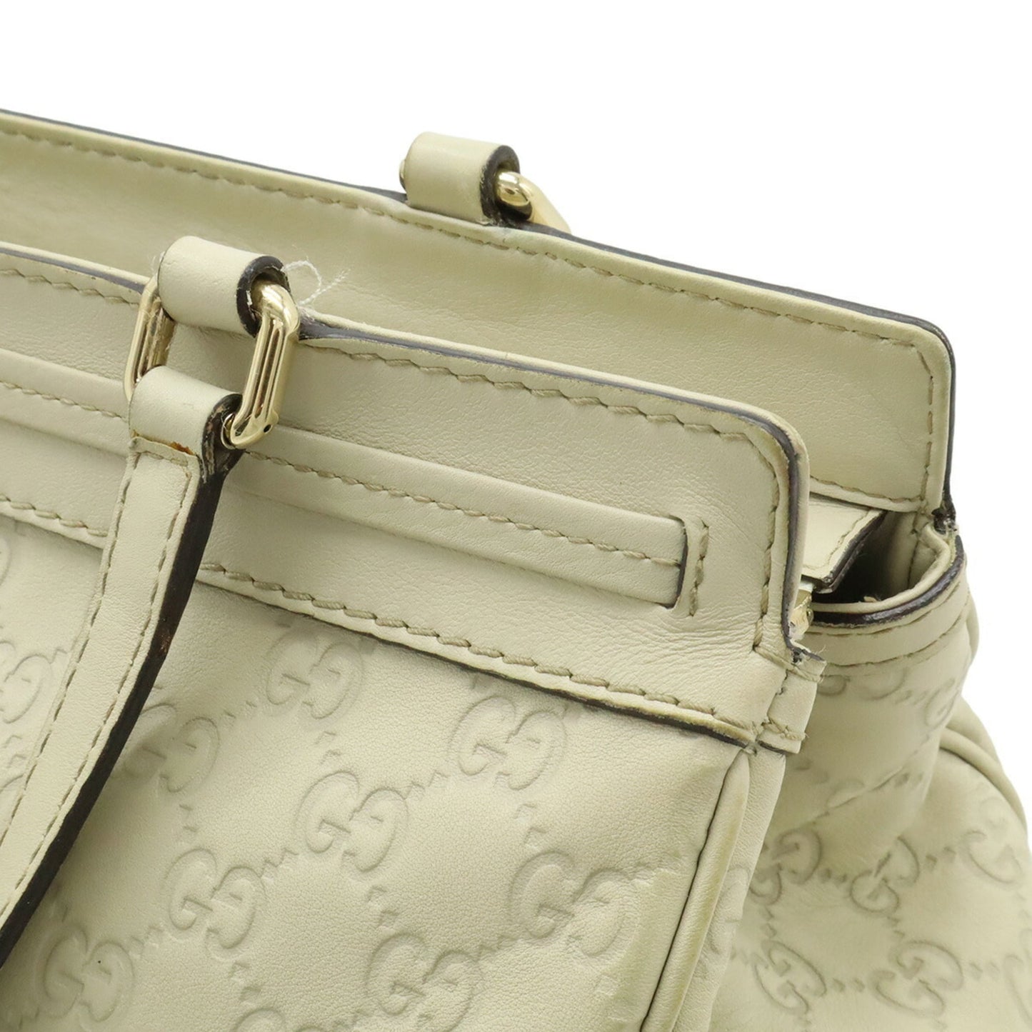 Gucci Ivory Leather Handbag Shoulder Bag Tote Bag (Pre-Owned)