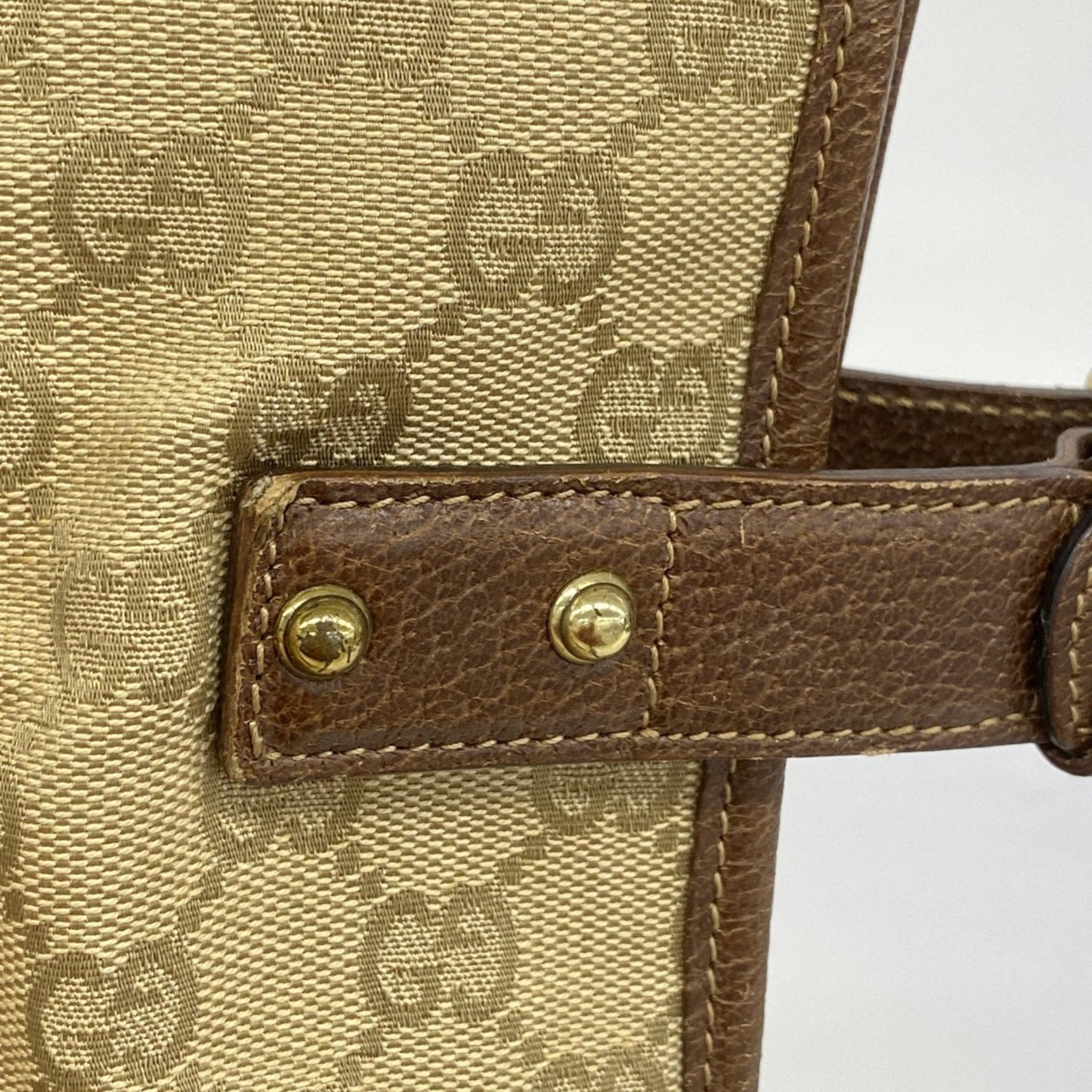 Gucci Beige Brown Canvas Tote Bag (Pre-Owned)