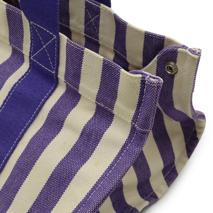 Hermes Ivory Purple Canvas Handbag Pouch Tote Bag (Pre-Owned)