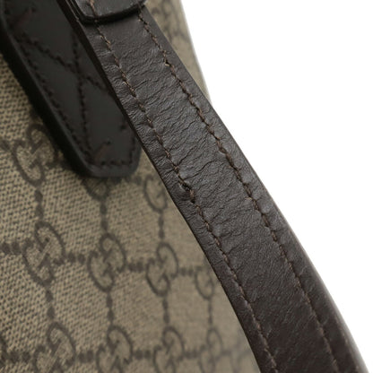 Gucci Beige Brown Dark Brown Gg Supreme Canvas Leather Handbag Shoulder Bag Tote Bag (Pre-Owned)