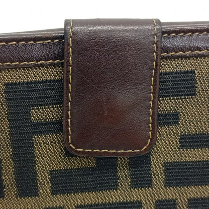 Fendi Brown Canvas Leather Middle Wallet (Tri-Fold) (Pre-Owned)