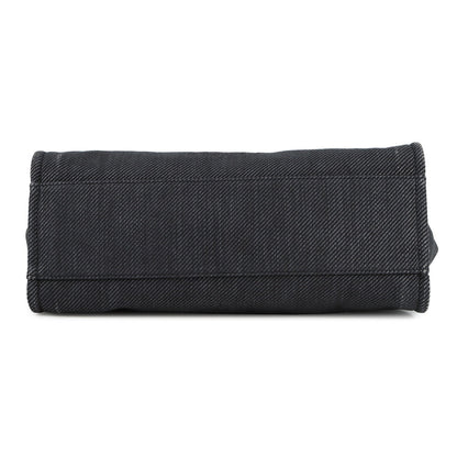 Chanel Navy Black Raffia Leather Shopping Bag Tote Bag (Pre-Owned)