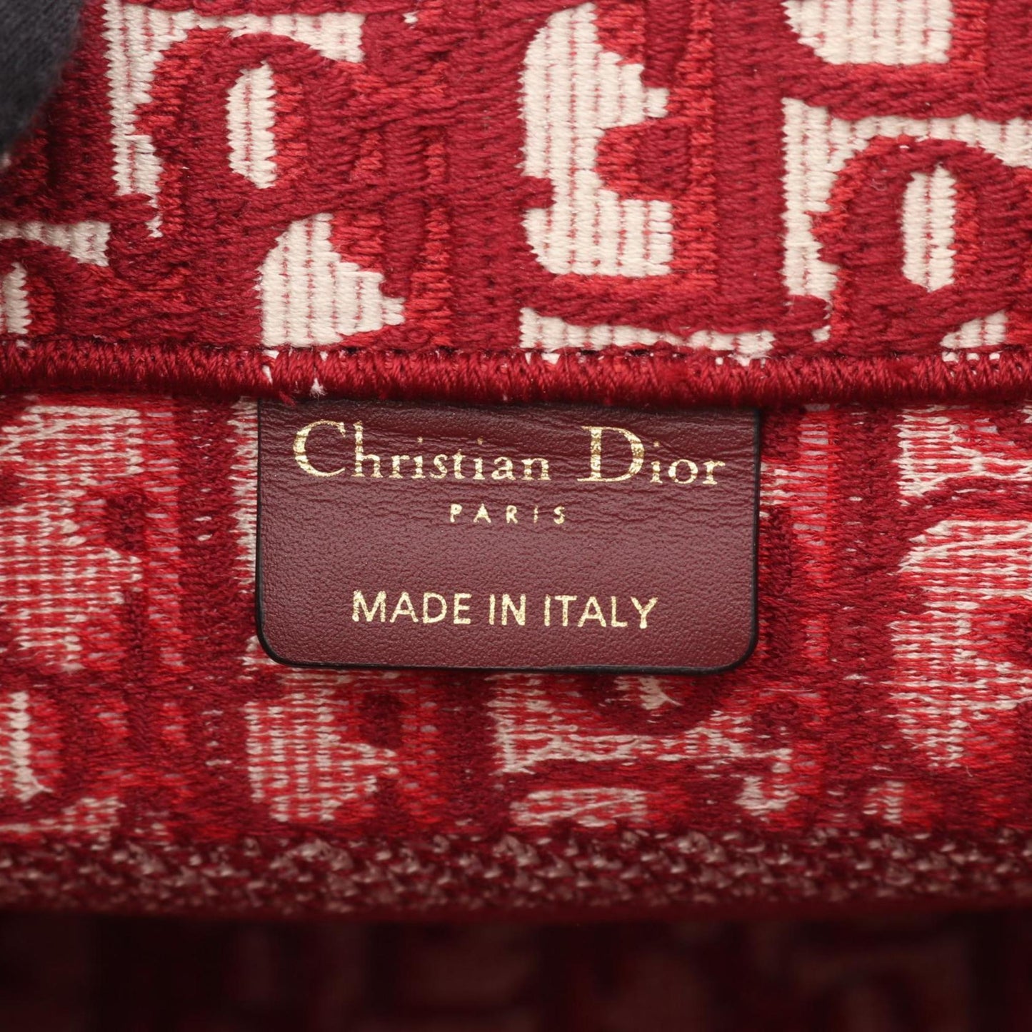 Christian Dior Red Color White Canvas Tote Bag (Pre-Owned)