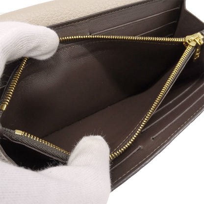 Louis Vuitton Beige Leather Long Wallet (Bi-Fold) (Pre-Owned)