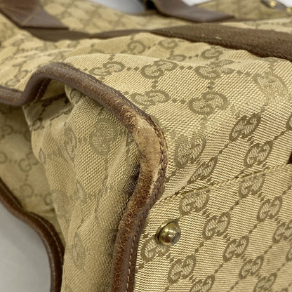 Gucci Beige Brown Canvas Tote Bag (Pre-Owned)