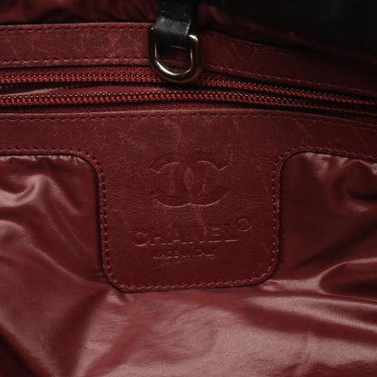 Chanel Black Bordeaux Nylon Leather Tote Bag (Pre-Owned)