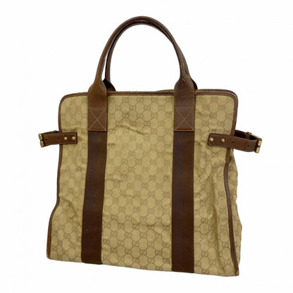 Gucci Beige Brown Canvas Tote Bag (Pre-Owned)
