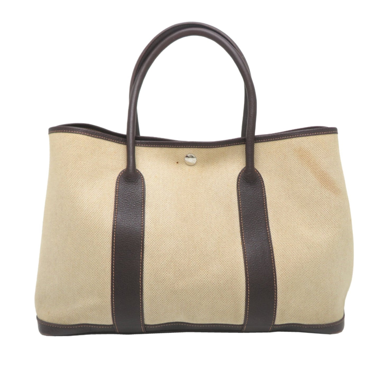 Hermes Brown White Leather Tote Bag (Pre-Owned)