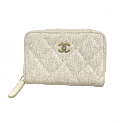 Chanel White Grained Calfskin Coin Purse/Coin Case (Pre-Owned)