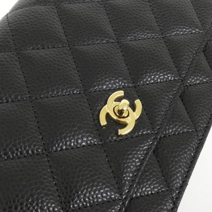 Chanel Black Bordeaux Grained Calfskin Chain/Shoulder Wallet (Pre-Owned)