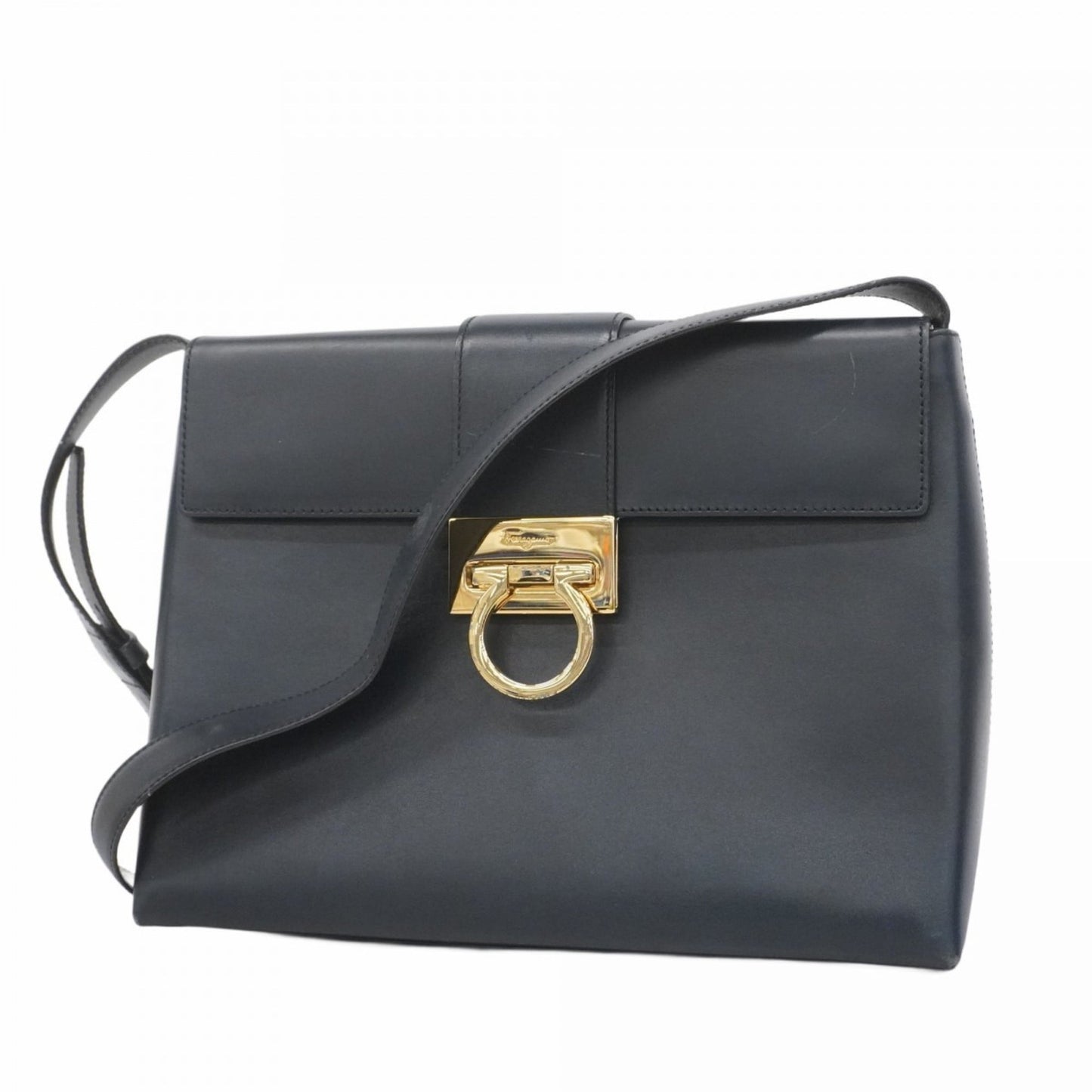 Salvatore Ferragamo Black Leather Shoulder Bag (Pre-Owned)