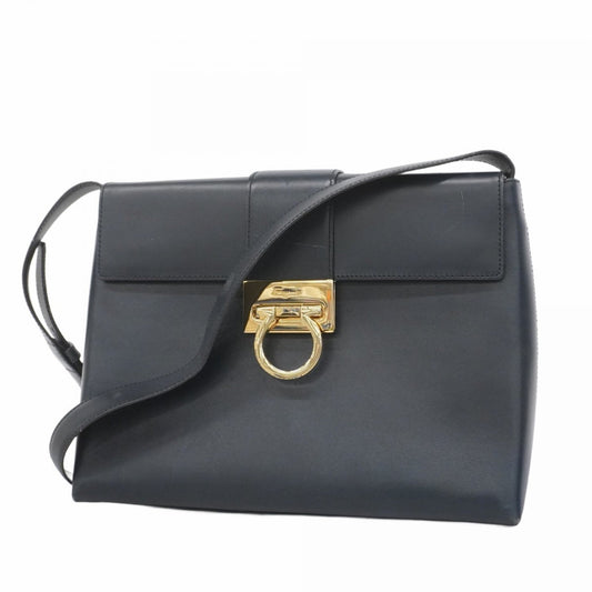 Salvatore Ferragamo Black Leather Shoulder Bag (Pre-Owned)
