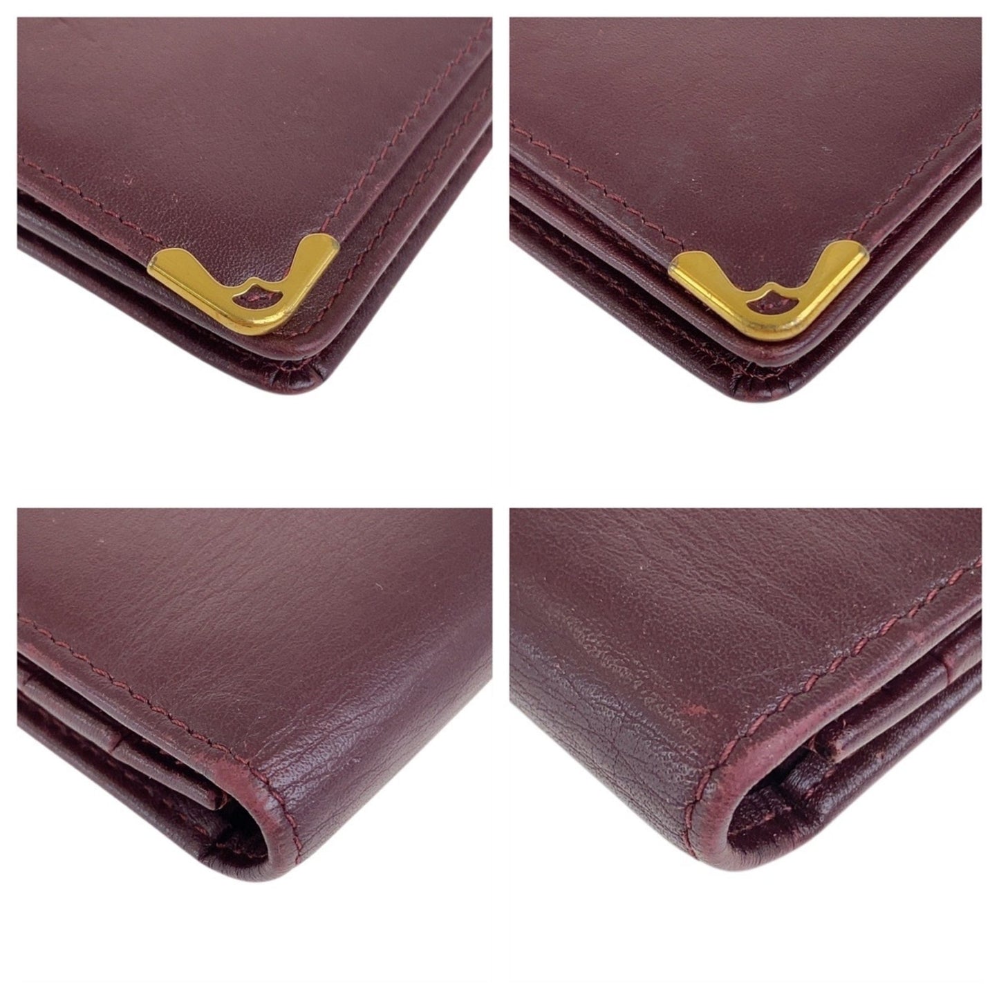 Cartier Wine Red Leather Long Wallet (Bi-Fold) (Pre-Owned)