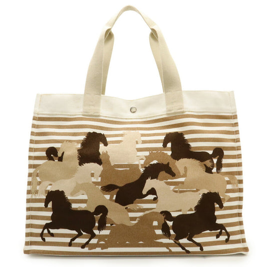 Hermes Ecru Canvas Beach Bag Shoulder Bag Tote Bag (Pre-Owned)