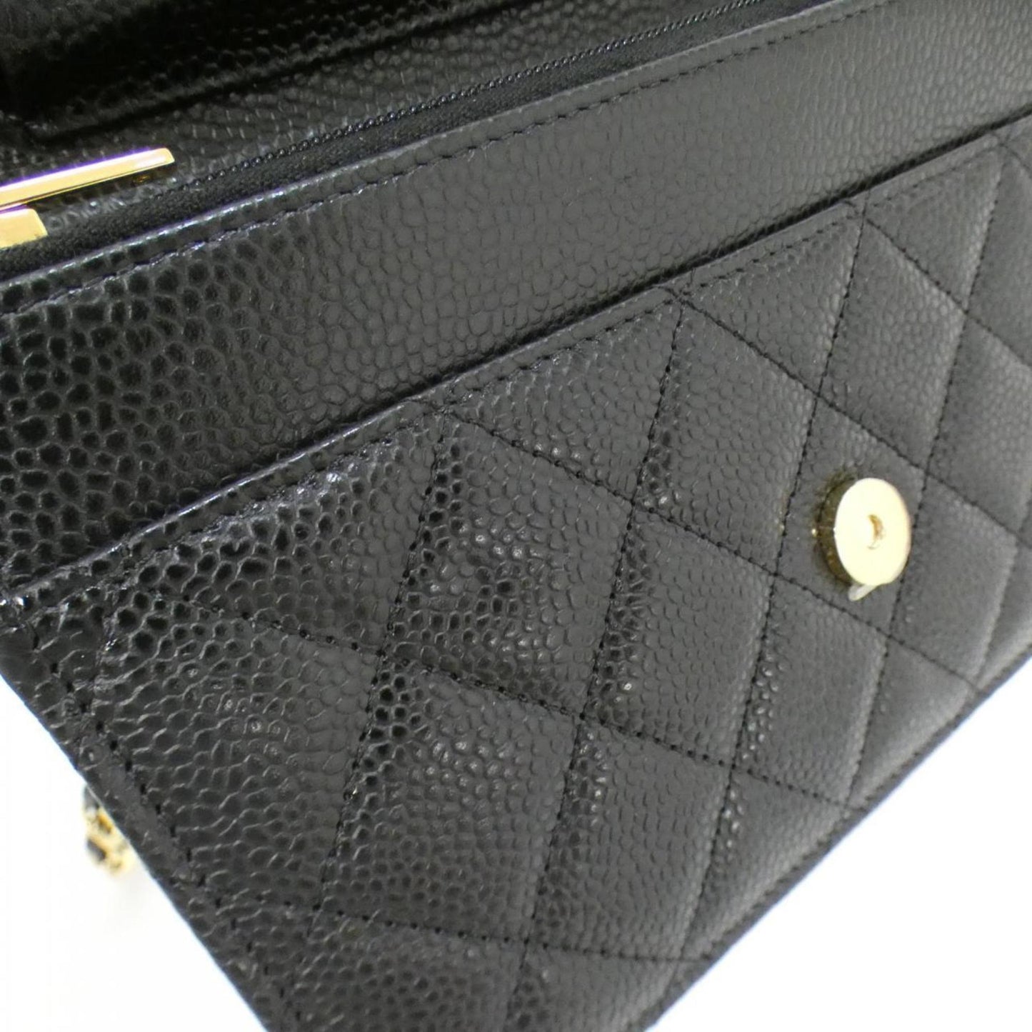 Chanel Black Bordeaux Grained Calfskin Chain/Shoulder Wallet (Pre-Owned)