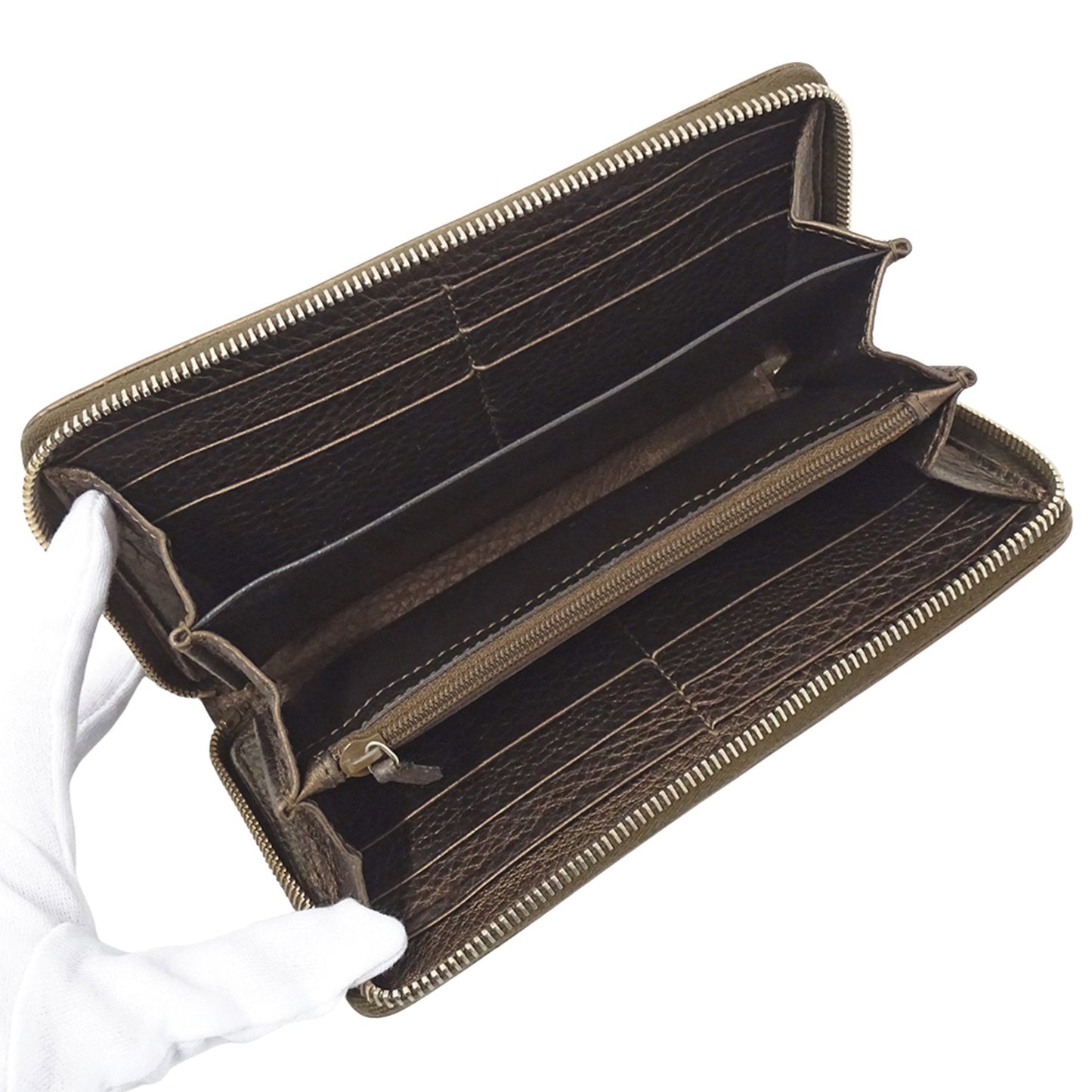 Gucci Bronze Brown Leather Long Wallet (Bi-Fold) (Pre-Owned)