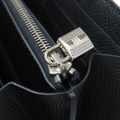 Hermes Kelly Black Epsom Leather Long Wallet (Bi-Fold) (Pre-Owned)