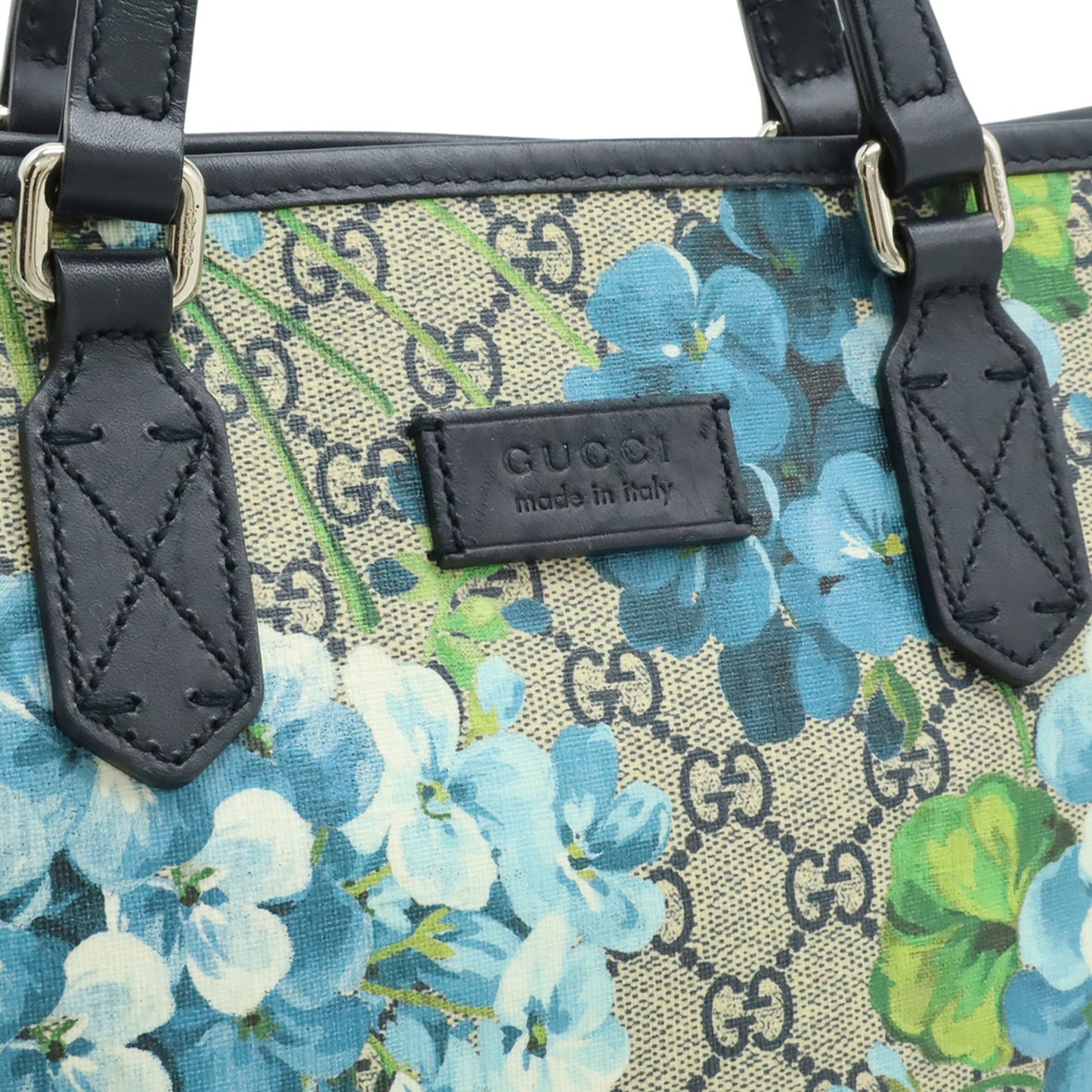 Gucci Beige Blue Multi-Color Pvc Gg Supreme Handbag Shoulder Bag Tote Bag (Pre-Owned)