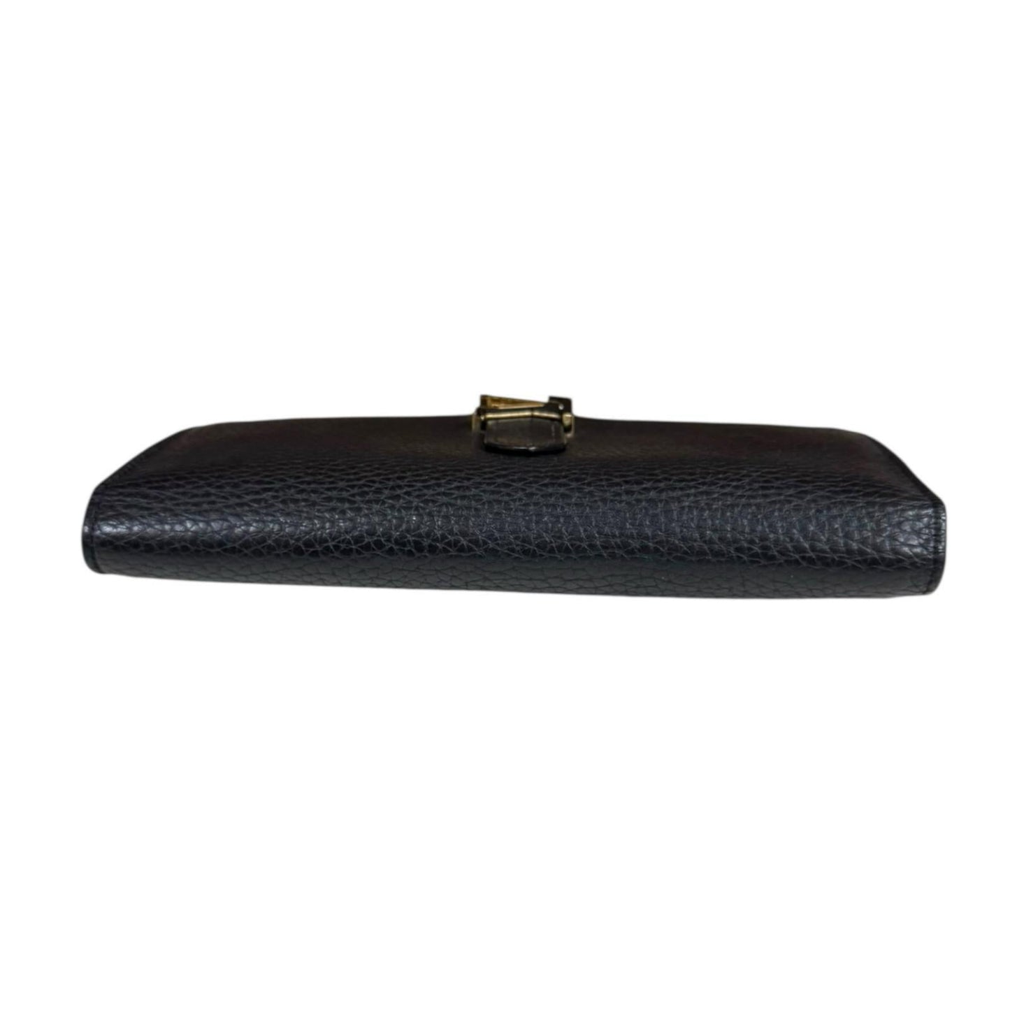 Louis Vuitton Black Noir Leather Long Wallet (Tri-Fold) (Pre-Owned)