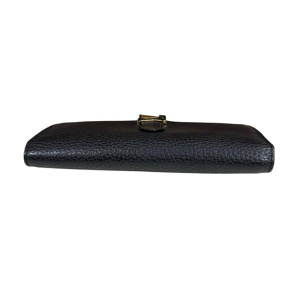 Louis Vuitton Black Noir Leather Long Wallet (Tri-Fold) (Pre-Owned)