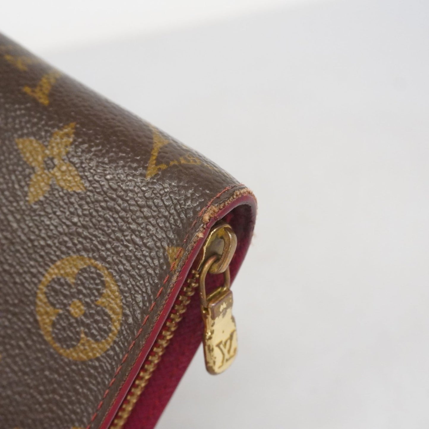 Louis Vuitton Brown Red Color Long Wallet (Bi-Fold) (Pre-Owned)