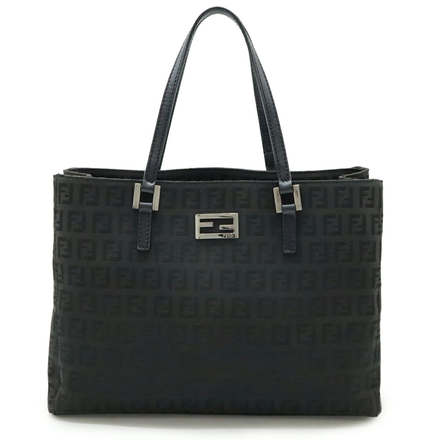 Fendi Black Canvas Leather Handbag Tote Bag (Pre-Owned)