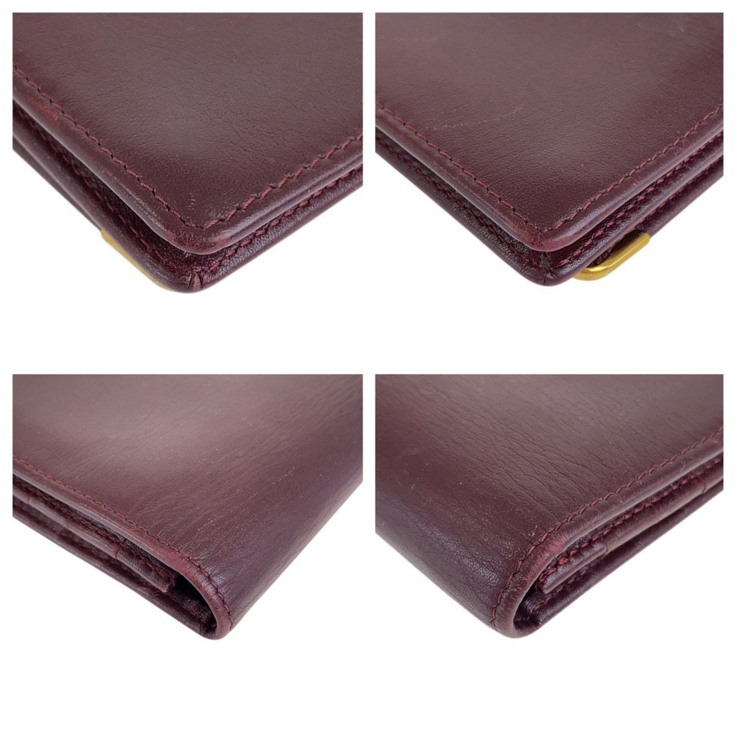 Cartier Wine Red Leather Long Wallet (Bi-Fold) (Pre-Owned)