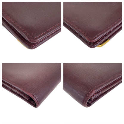 Cartier Wine Red Leather Long Wallet (Bi-Fold) (Pre-Owned)