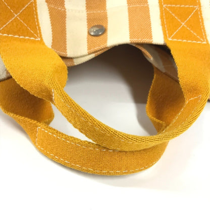 Hermes White Yellow Canvas Handbag Tote Bag (Pre-Owned)