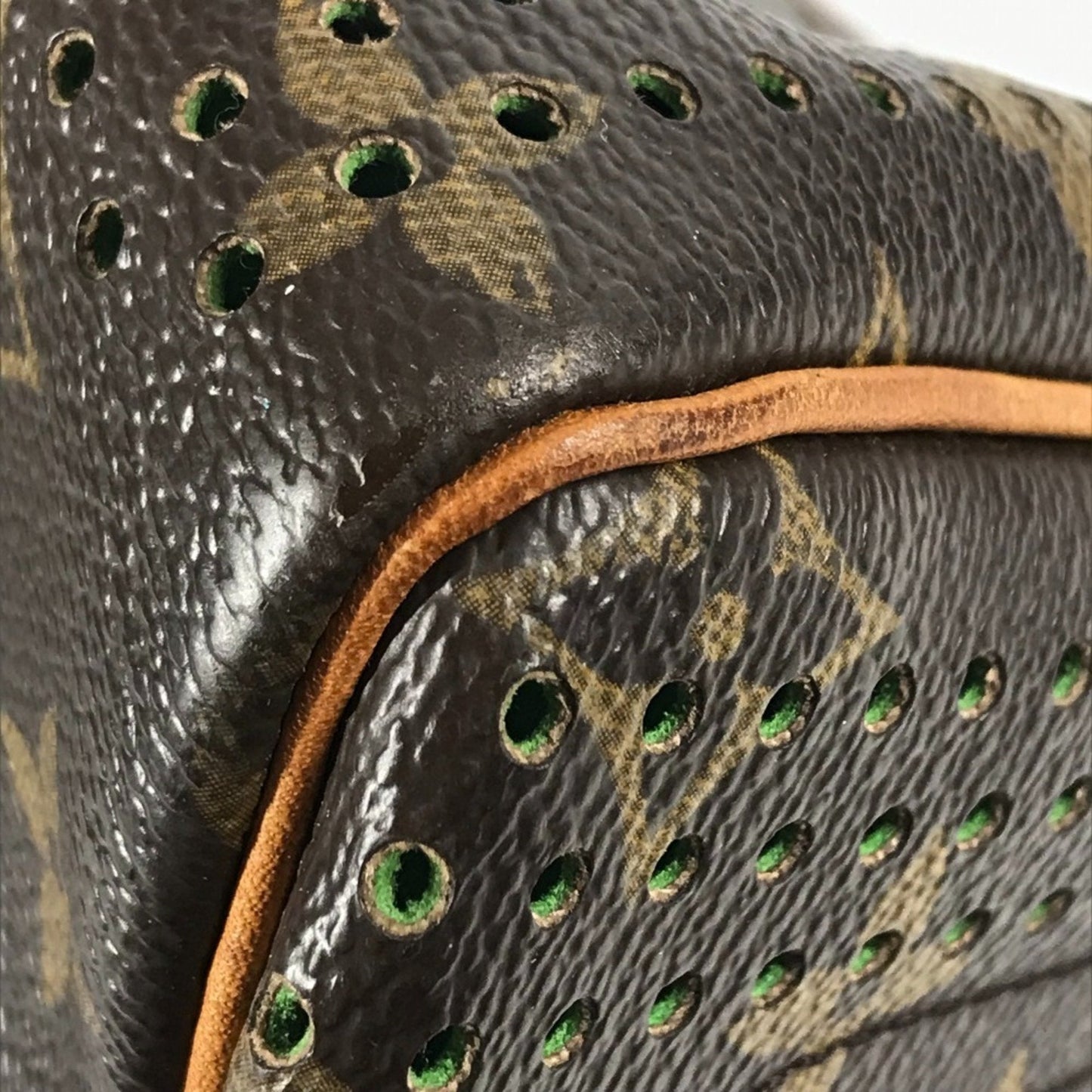 Louis Vuitton Brown Green Monogram Monogram Perforated Boston Bag Handbag Tote Bag (Pre-Owned)