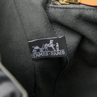 Hermes Black Gray Canvas Handbag Tote Bag (Pre-Owned)