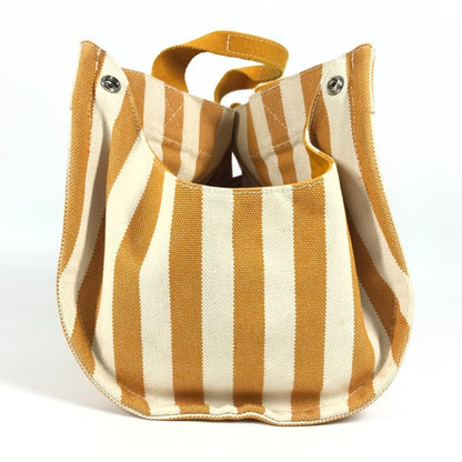 Hermes White Yellow Canvas Handbag Tote Bag (Pre-Owned)