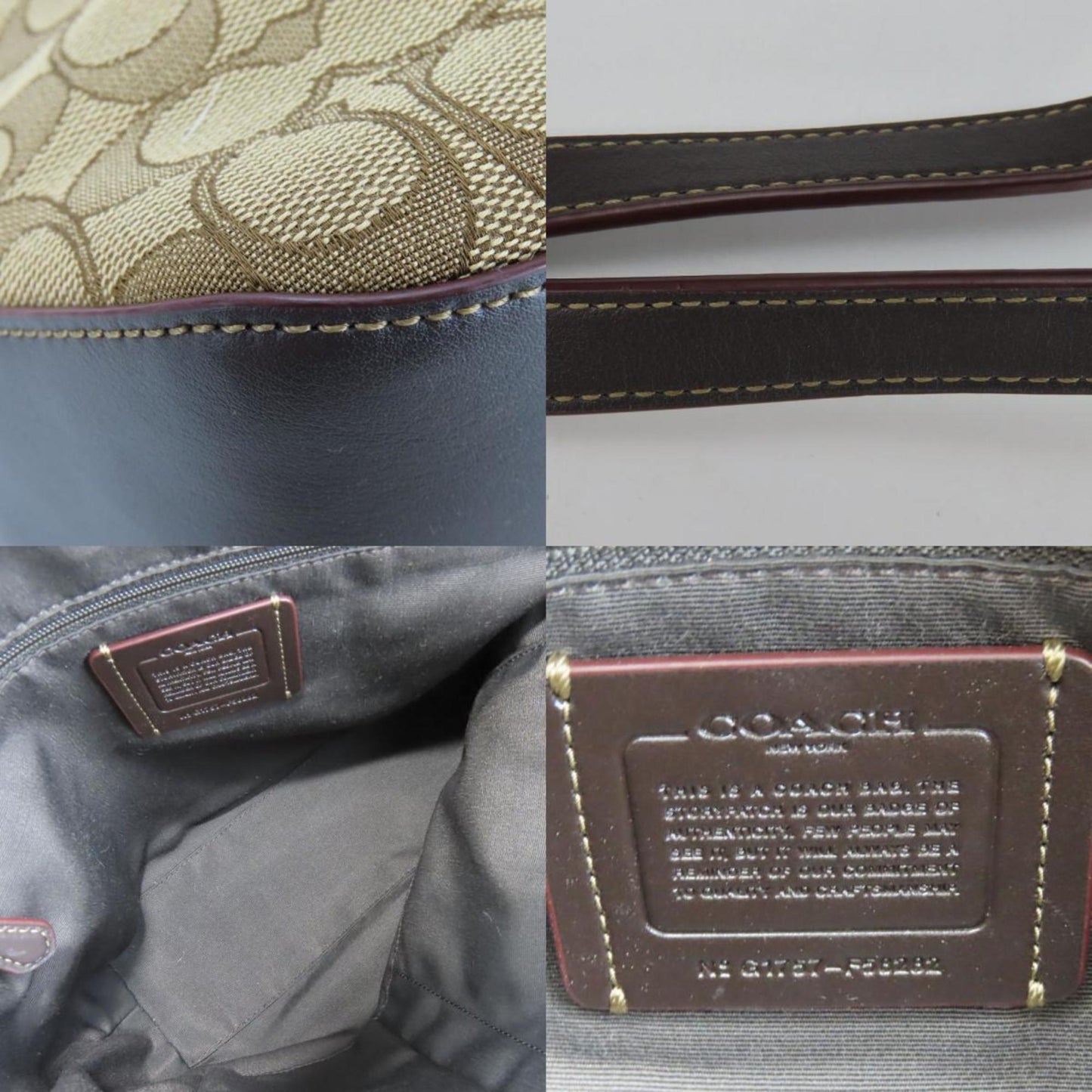 Coach Beige Brown Canvas Leather Tote Bag (Pre-Owned)