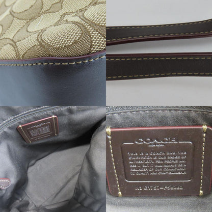 Coach Beige Brown Canvas Leather Tote Bag (Pre-Owned)