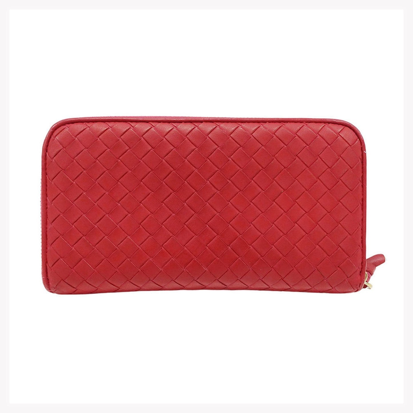 Bottega Veneta Red Color Intrecciato Long Wallet (Bi-Fold) (Pre-Owned)