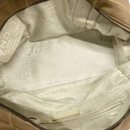 Chanel Beige Grained Calfskin Shoulder Bag (Pre-Owned)