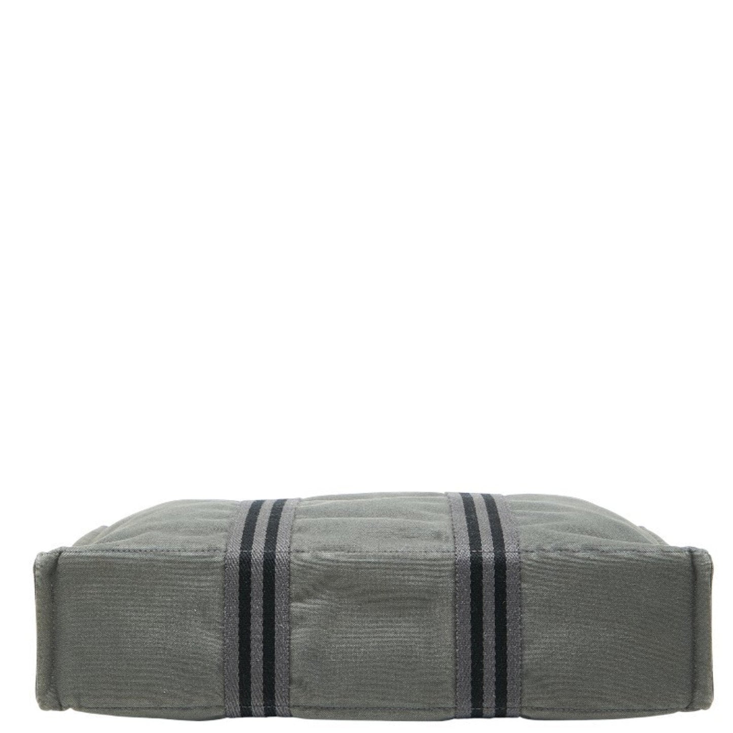 Hermes Black Gray Canvas Handbag Tote Bag (Pre-Owned)