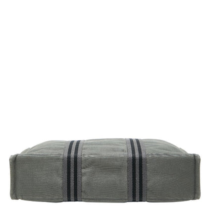 Hermes Black Gray Canvas Handbag Tote Bag (Pre-Owned)