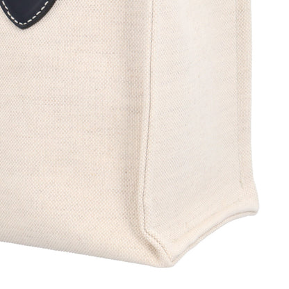 Gucci Beige Navy Canvas Leather Handbag (Pre-Owned)