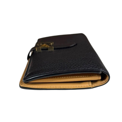 Louis Vuitton Black Noir Leather Long Wallet (Tri-Fold) (Pre-Owned)