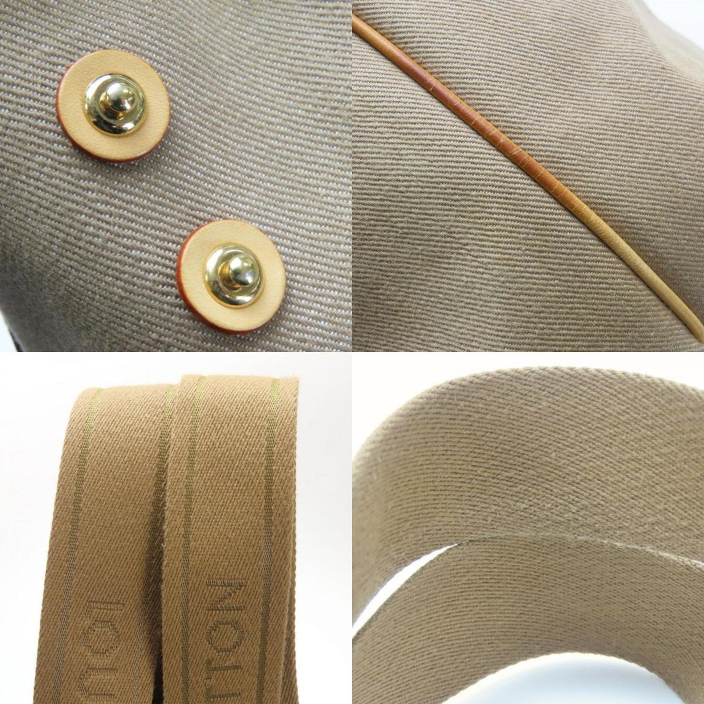 Louis Vuitton Beige Khaki Canvas Leather Tote Bag (Pre-Owned)