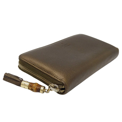 Gucci Bronze Brown Leather Long Wallet (Bi-Fold) (Pre-Owned)